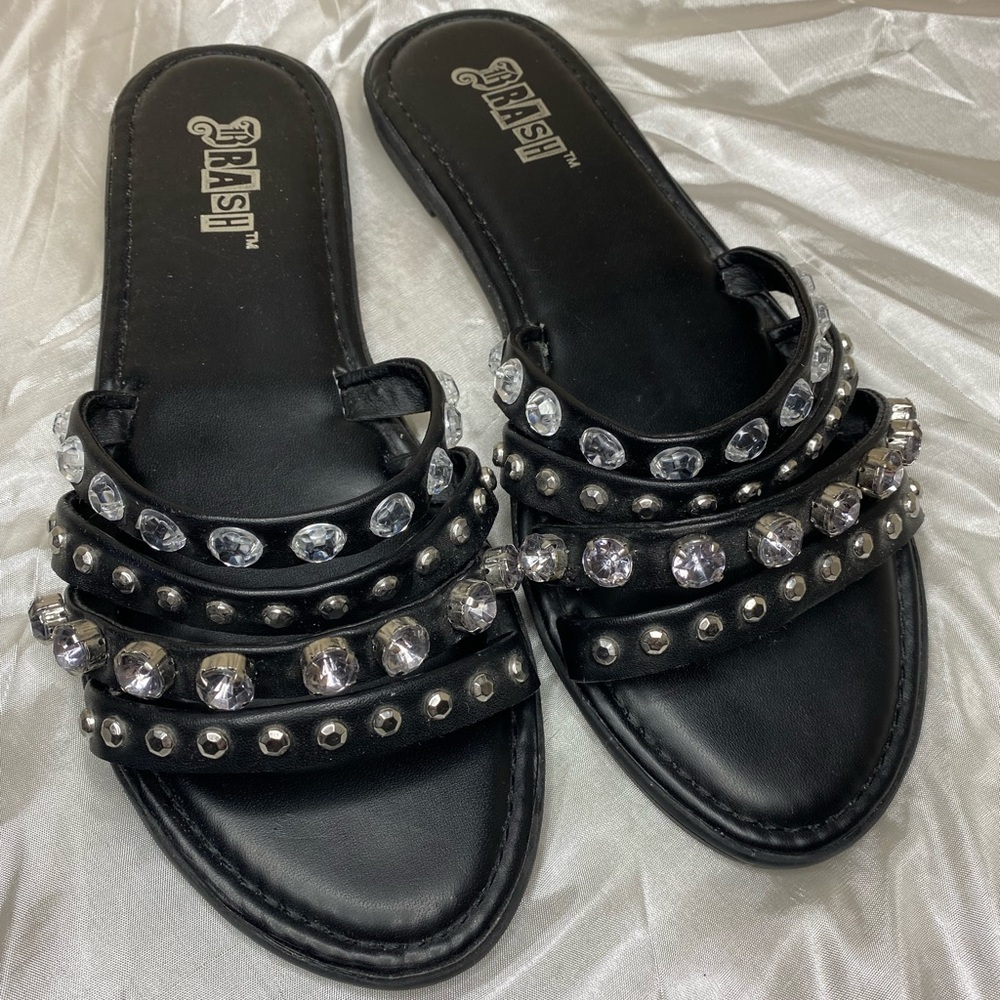 Brash Black Studded Slip on slide/Sandals